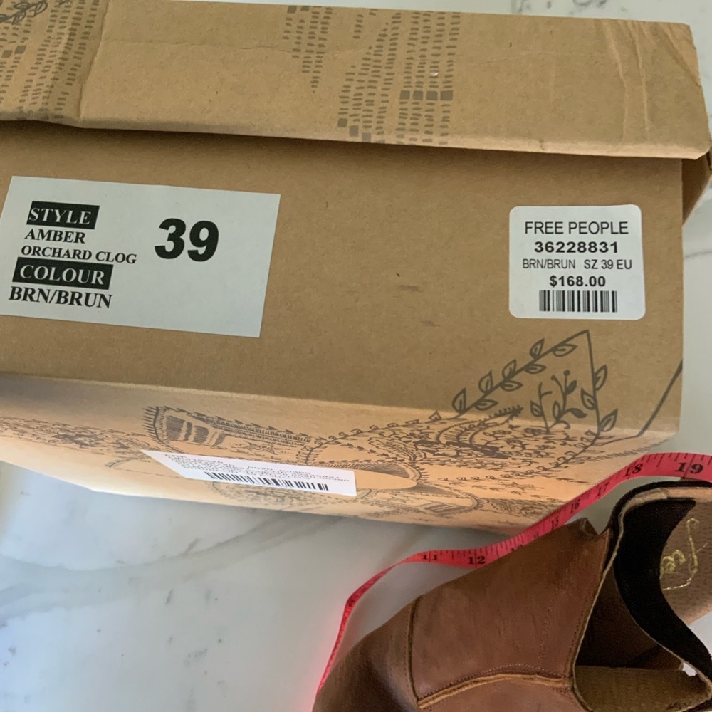 Free People Amber Orchard Clog Platform Leather Wood Brown Womens Size 9 39 NEW - Picture 10 of 11